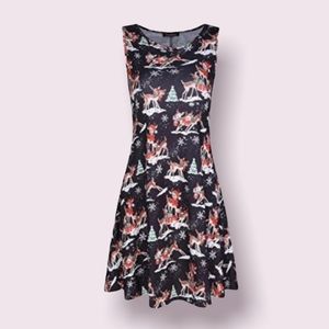 Christmas Sleeveless Reindeer Holiday Party Dress